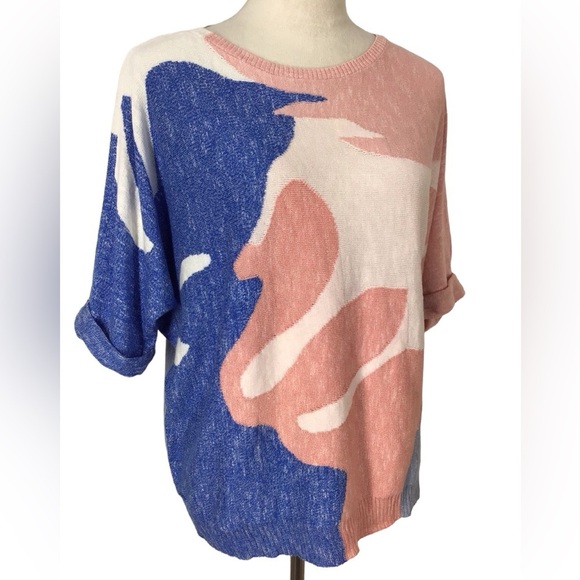 NIC + ZOE Shell Burst Short Sleeve Sweater NWT Size Large - Picture 8 of 11